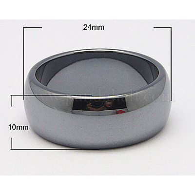 Магнитный синтетический гематит широкий ленточные кольца RJEW-Q065-1-1