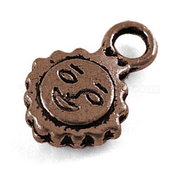 Tibetan Style Charms, Lead Free & Cadmium Free & Nickel Free, Sun, Red Copper Color, about 7.5mm wide, 11.5mm long, 2.5mm thick, hole: 2mm