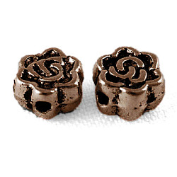 Tibetan Silver Alloy Beads, Flower, Red Copper, Lead Free & Cadmium Free, 4.5x3mm, Hole: 1mm