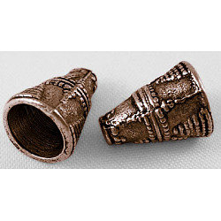 Tibetan Style Alloy Bead Cone, Lead Free & Cadmium Free, Red Copper, 11.5x9mm, Hole: 2mm