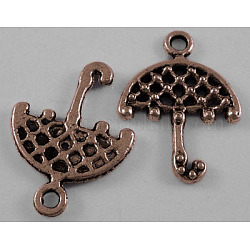 Tibetan Style Alloy Umbrella Pendants, Lead Free and Cadmium Free, Red Copper, 21.5x16x2mm, Hole: 2mm