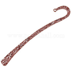 Tibetan Style Alloy Bookmarks, Cadmium Free & Nickel Free & Lead Free, Red Copper, 124x20mm, Hole: 2mm