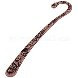 Tibetan Style Alloy Bookmarks, Lead Free and Nickel Free and Cadmium Free, Red Copper, 79.5x15.5x2mm, Hole: 2mm