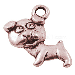 Tibetan Silver Pendants, Dog, Lead Free, Cadmium Free and Nickel Free, Red Copper Color, about 17.5mm long, 12mm wide, 3.5mm thick, hole: 2mm