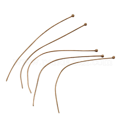 Brass Ball Head Pins, Red Copper Color, Size: about 0.5mm thick, 14mm long, head: 1.5mm