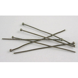 Brass Ball Head Pins, Gunmetal, Size: about 0.6mm thick, 14mm long