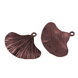 Tibetan Style Pendants, Lead Free & Cadmium Free & Nickel Free, Fan, Red Copper, 23mm long, 35mm wide, 4mm thick, hole: 2mm