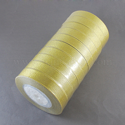 グリッターメタリックリボン  ラメリボン  オーガンジーの弓のためのDIYの材料  リバーシブル  金色  サイズ：幅約3/4インチ（20mm）  25ヤード/ロール（22.86メートル/ロール）  10のロール/グループ  250ヤード/グループ（228.6メートル/グループ）