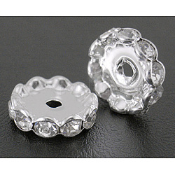 Séparateurs perles en strass du Moyen-Orient, laiton, sans nickel, couleur claire et argentée, environ 17 mm de large, épaisseur de 5mm, 2.5mm, trou: environ 2 mm