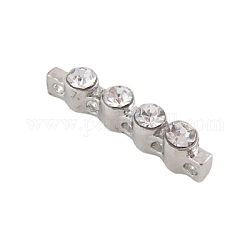 Grade A Rhinestone Bar Spacers, Alloy, Platinum Plated, Nickel Free, about 3mm wide, 20.5mm, 4.8mm thick, hole: 1mm, 5 holes