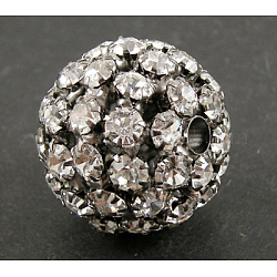 Messing Legierung Strass Perlen, Runde, Schwarz, ca. 20 mm Durchmesser, Bohrung: 2.5 mm