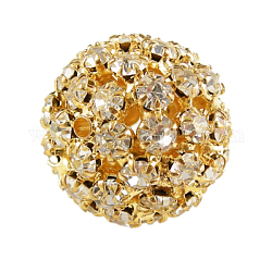 Perles en laiton de strass, ronde, sans nickel, or, environ 26 mm de diamètre, Trou: 4.5mm
