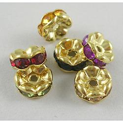 Rhinestone acrilico distanziatore perline, ottone, colore misto, rondelle, oro placcato, Dimensioni: su 7 3.5 mmx mm, Foro: 1 mm