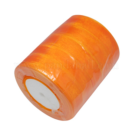 薄地オーガンジーリボン  結婚式の装飾のための広いリボン  オレンジ  3/4インチ（20mm）  25ヤード（22.86M） RS20mmY017-1