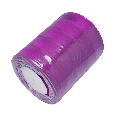 薄地オーガンジーリボン  結婚式の装飾のための広いリボン  暗紫色  3/4インチ（20mm）  25ヤード（22.86M） RS20mmY034-1