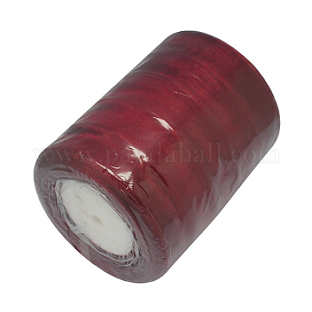 薄地オーガンジーリボン  結婚式の装飾のための広いリボン  暗赤色  1インチ（25mm）  250ヤード（228.6M） RS25mmY048-1