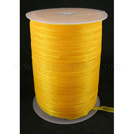 オーガンジーリボン  オレンジ  1/4インチ（6mm）  500ヤード/ロール（457.2メートル/ロール） RS6mmY016-1