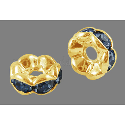 Abalorios de latón Diamante de imitación espaciador RSB030NF-14G-1