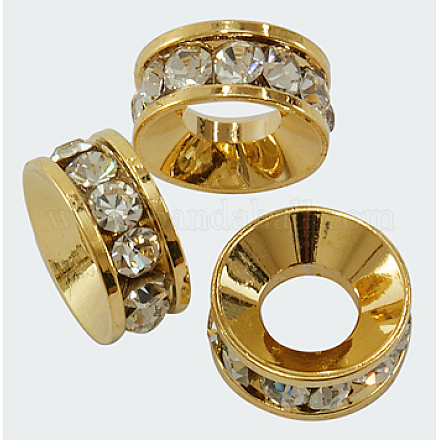 Brass Rhinestone Spacer Beads RSB301-G-1