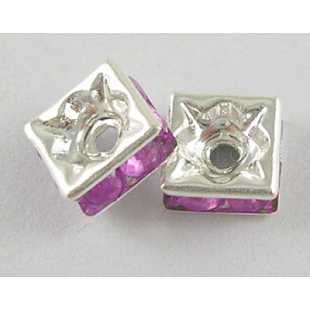 Abalorios de latón Diamante de imitación espaciador RSB6mmC07-1