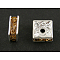 Brass Rhinestone Spacer Beads, Square, Nickel Free, Golden, Silver Color Plated, 8x8x4mm, Hole: 1mm