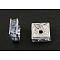 Brass Rhinestone Spacer Beads, Square, Nickel Free, Sky Blue, Silver Plated, 8x8x4mm, Hole: 1mm