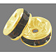 真鍮製A級ラインストーンスペーサービーズ  黄金メッキ  ロンデル  ニッケルフリー  スモークトパーズ  4x2mm  穴：0.8mm RSB034NF-06G-1