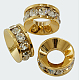 Brass Rhinestone Spacer Beads RSB301-G-1