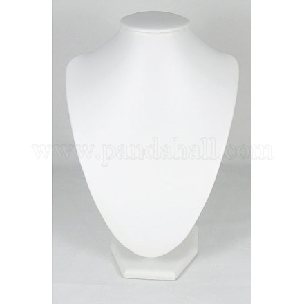 ジュエリーネックレスディスプレイの胸像  白いレザー台座が表示  木材や厚紙  17 25 CMX CM S015-1