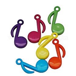 Opaque Acrylic Pendants, Music Note, Colorful, 27x12x4mm, Hole: 2mm, about 750pcs/500g
