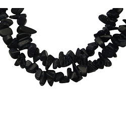 Gemstone Beads Strands, Synthetic Blue Goldstone, Nuggets, Dark Blue, about 3~5mm wide, 3~5mm long, hole: 1mm, 34 inch
