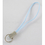 Mobile Phone Strap, Colorful DIY Cell Phone Straps, Alloy Ends with Iron Rings, Sky Blue, 6cm