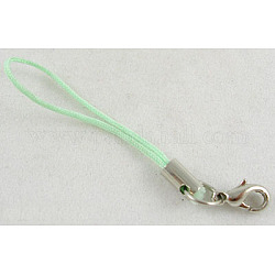 Cord Loop Mobile Phone Straps, with Brass Lobster Claw Clasps, Light Green, 60mm