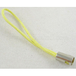 Sangle de téléphone portable, coloré bricolage courroies de téléphone cellulaire, boucle de cordon en nylon avec emembouts en alliage, jaune, 50~60mm