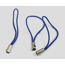 Mobile Phone Strap, Colorful DIY Cell Phone Straps, Nylon Cord Loop with Alloy Ends, Blue, 50~60mm