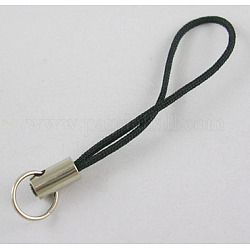 Mobile Phone Strap, Colorful DIY Cell Phone Straps, Alloy Ends with Iron Rings, Black, 60mm