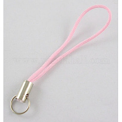 Mobile Phone Strap, Colorful DIY Cell Phone Straps, Alloy Ends with Iron Rings, Pink, 60mm