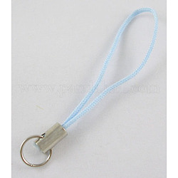 Mobile Phone Strap, Colorful DIY Cell Phone Straps, Alloy Ends with Iron Rings, Sky Blue, 6cm