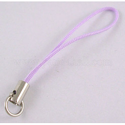 Sangle de téléphone portable, coloré bricolage courroies de téléphone cellulaire, emembouts en alliage avec anneaux en fer, violette, 6 cm