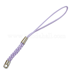 Schnurschlaufe mit Legierungszubehör und Nylonschnur, lt.purple, ca. 4 mm breit, 7~7.5 cm lang, Bohrung: 2 mm