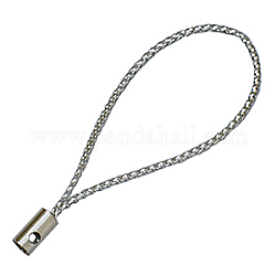 Lazo de la cuerda con los fornituras de aleación y el cable de la puntilla, plata, aproximamente 5 cm de largo, agujero: 1.8 mm