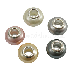 シェルヨーロピアンビーズ  シルバーカラーコア  ロンデル  ミックスカラー  直径約14mm  厚さ9mm  穴：5mm&nbsp;SHS184