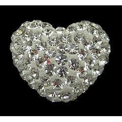 Perlas de cristal austriaco pavimentar, fabricación de joyas para el día de la madre, con arcilla polimérica en el interior, corazón, 001 _crystal, aproximamente 14 mm de ancho, 11 mm de largo, 8 mm de espesor, agujero: 1 mm