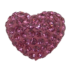 Perles de pavage de cristal autrichien, fabrication de bijoux pour la fête des mères, avec de la pâte polymère à l'intérieur, cœur, 209 _Rose, environ 14 mm de large, Longueur 11mm, épaisseur de 8mm, Trou: 1mm