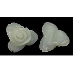 Natural White Shell Beads, Mother of Pearl Shell Beads, Half Drilled, Flower, White, about 12mm in diameter, 5mm thick, hole: 0.5mm