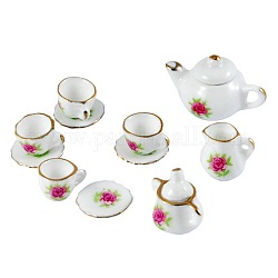 Porcelain Tea Set Home Decorations, Ceramic Utensil, Hot Pink, 64x36x16mm