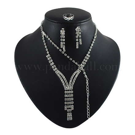 Glass Rhinestone Diamond Wedding Jewelry Sets SJEW-H200411-1