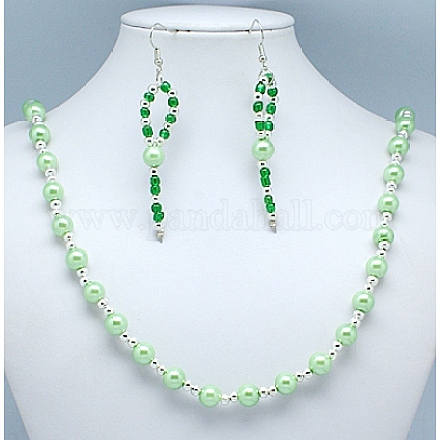Glass Pearl Jewelry Sets SJEW-JS00040-07-1
