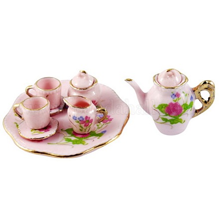 Porcelain Tea Set Decorations SJEW-R012-1