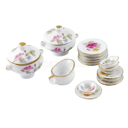 Decoraciones juego de té de porcelana SJEW-R014-1